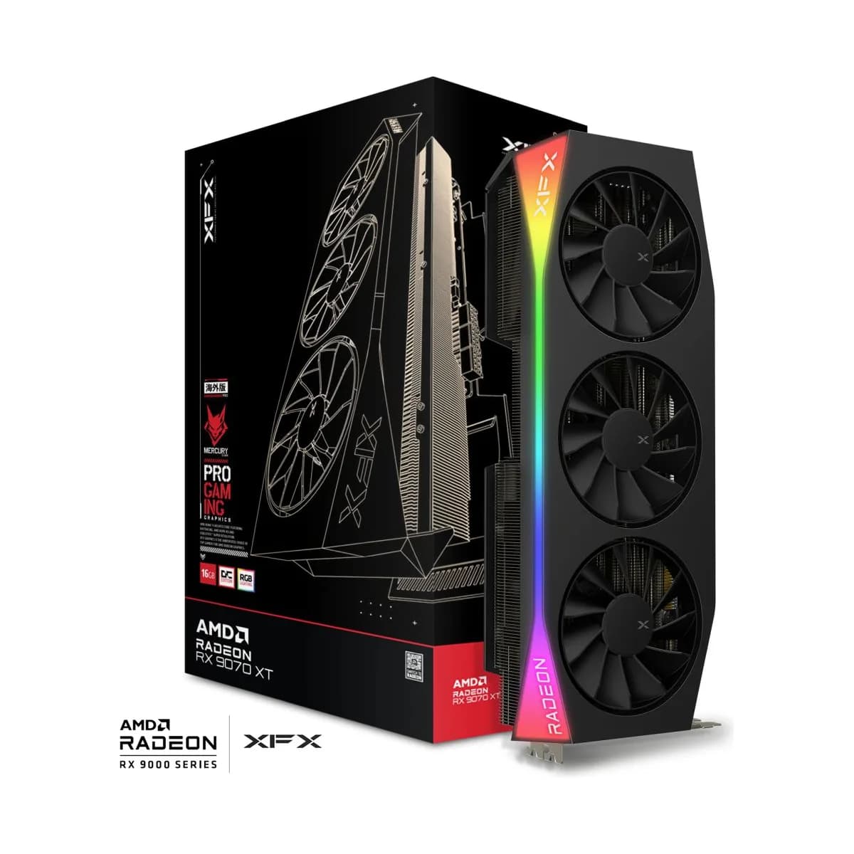 XFX Mercury AMD Radeon RX 9070XT OC Gaming Edition with RGB
