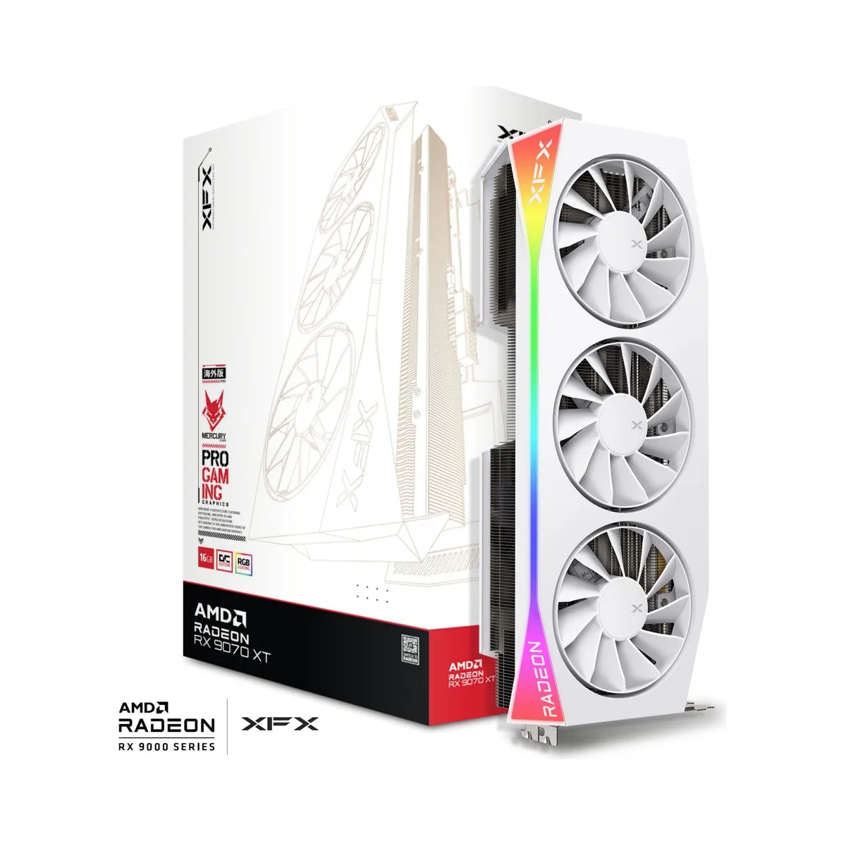 XFX Mercury AMD Radeon RX 9070XT OC White Gaming Edition with RGB