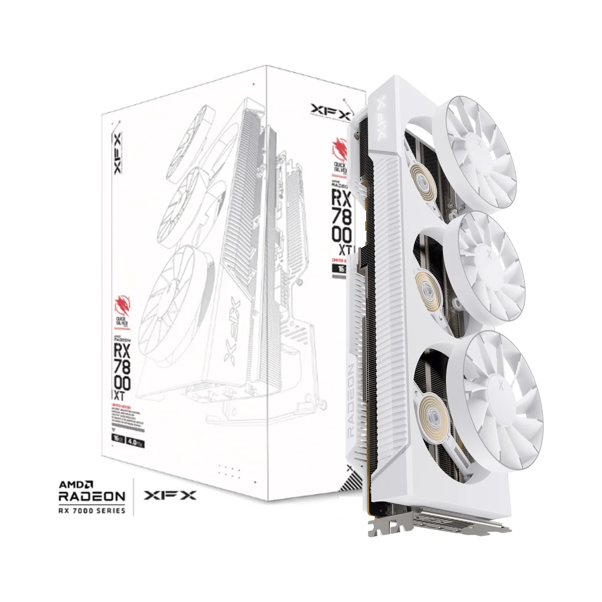 XFX Quicksilver AMD Radeon RX 7800 XT Magnetic Air Gaming Graphics Card Arctic White