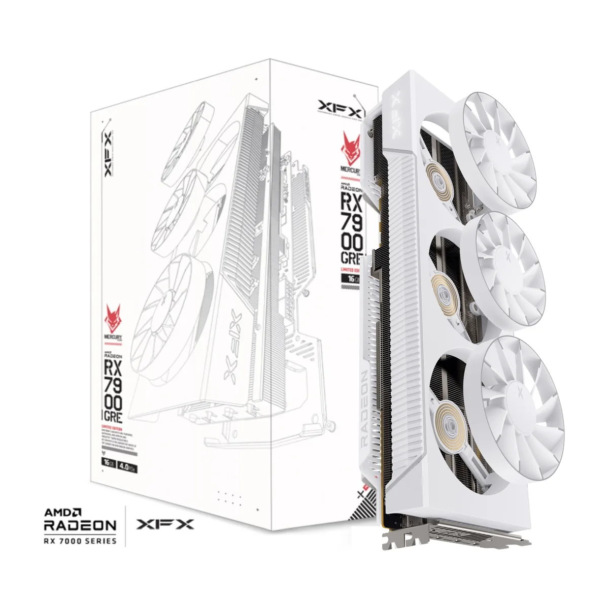 XFX Quicksilver AMD Radeon RX 7900GRE Magnetic Air Gaming Graphics Card Arctic White