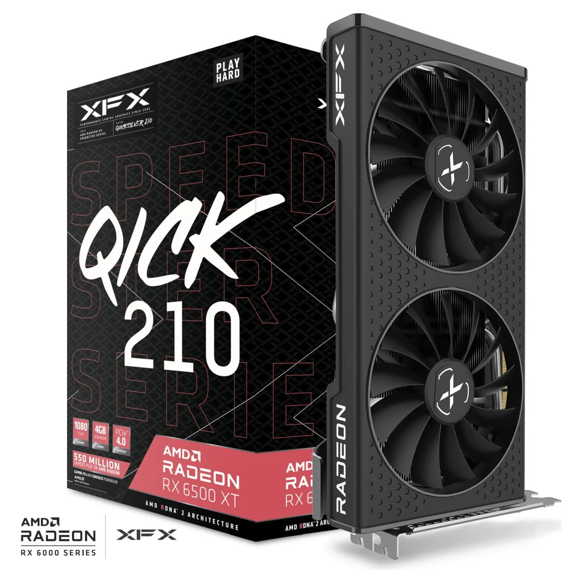 XFX Speedster QICK 210 AMD Radeon RX 6500 XT Core Gaming Graphics Card with 4GB GDDR6, AMD RDNA 2