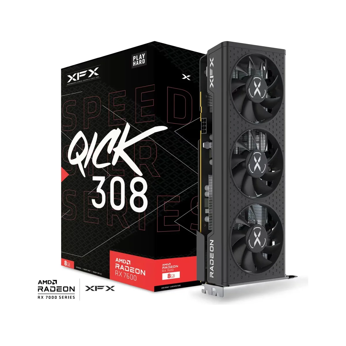 XFX SPEEDSTER QICK 308 AMD Radeon RX 7600 Black Edition