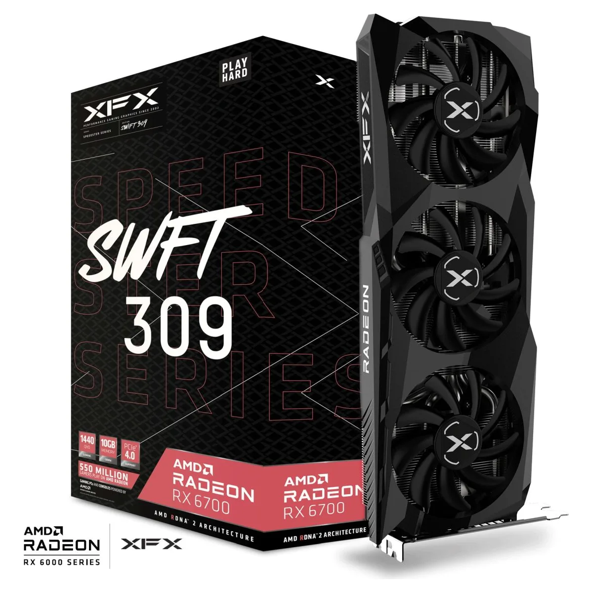 XFX SPEEDSTER SWFT 309 AMD Radeon RX 6700 CORE Gaming Graphics Card with 10GB GDDR6 HDMI 3xDP, AMD RDNA 2