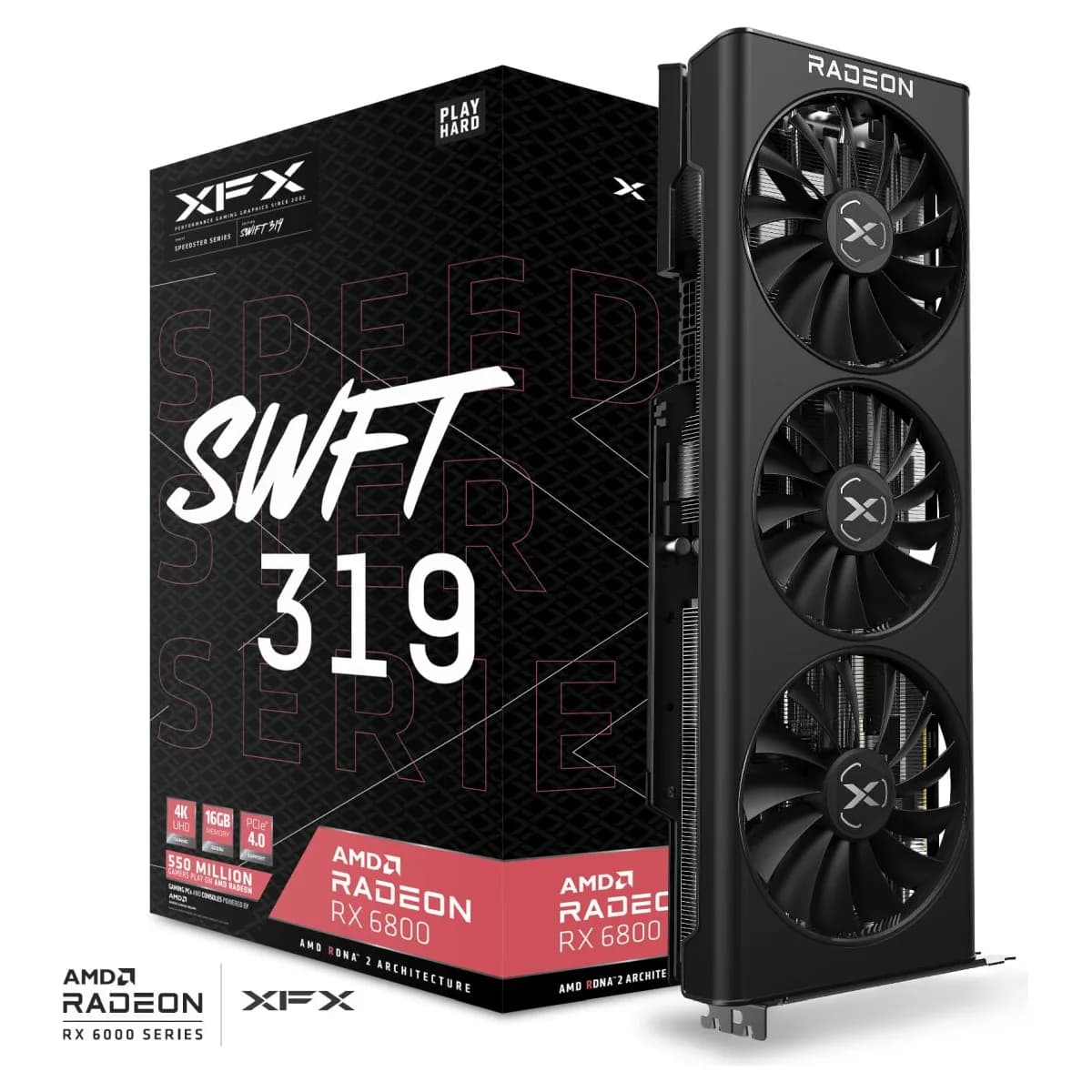 XFX Speedster SWFT 319 AMD Radeon RX 6800 CORE Gaming Graphics Card with 16GB GDDR6, AMD RDNA 2 (DP Refurbished)