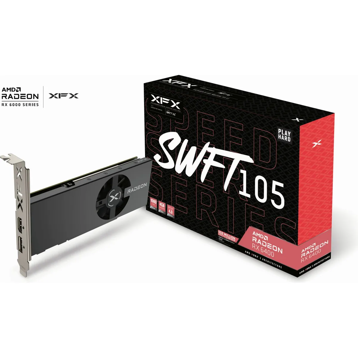 XFX SPEEDSTER SWFT105 RADEON RX 6400 Gaming Graphics Card with 4GB GDDR6, AMD RDNA 2