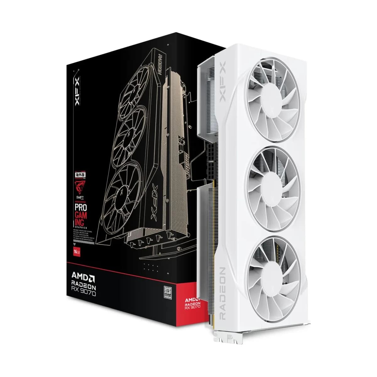 XFX Swift AMD Radeon RX 9070 OC White Triple 90mm Fan Gaming Edition