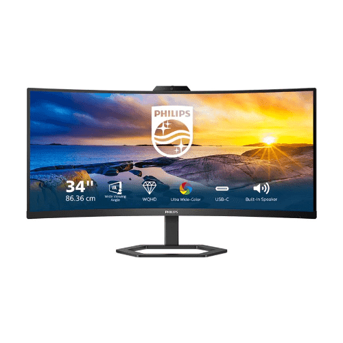 Philips 34" WQHD VA USB-C Curved Monitor, Webcam