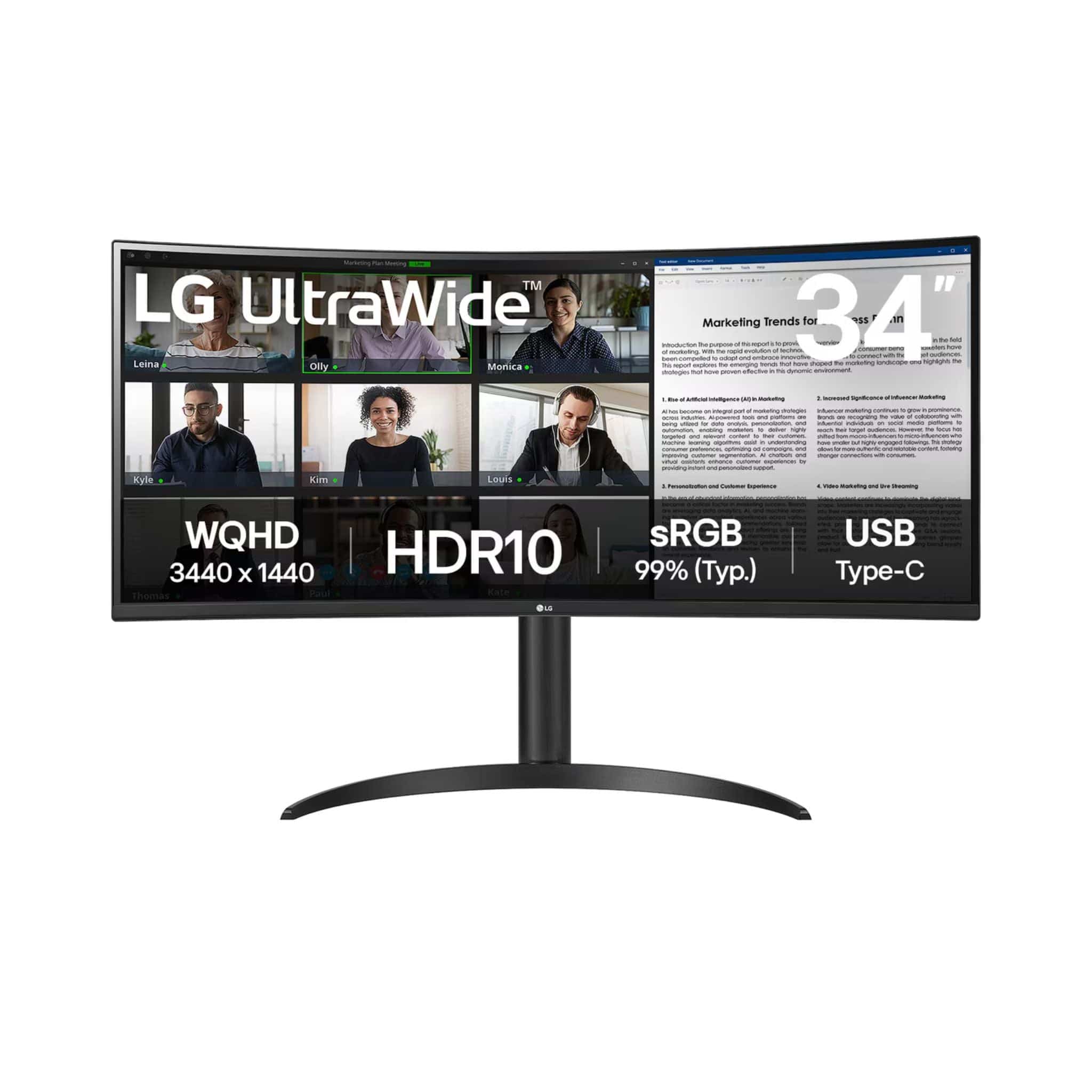 LG 34WR55QK 34" UltraWide QHD Curved USB-C Monitor