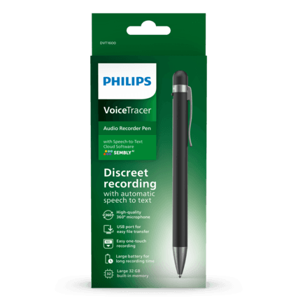 Philips VoiceTracer DVT1600 Audio Recorder Pen