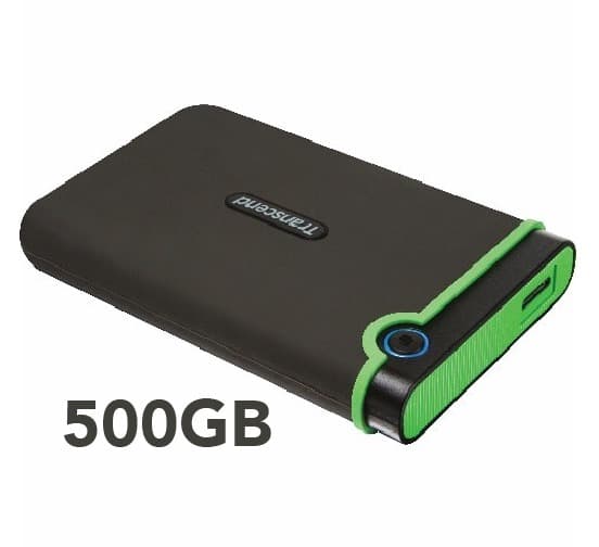 Transcend StoreJet 25H3 500GB Rugged External Hard Drive